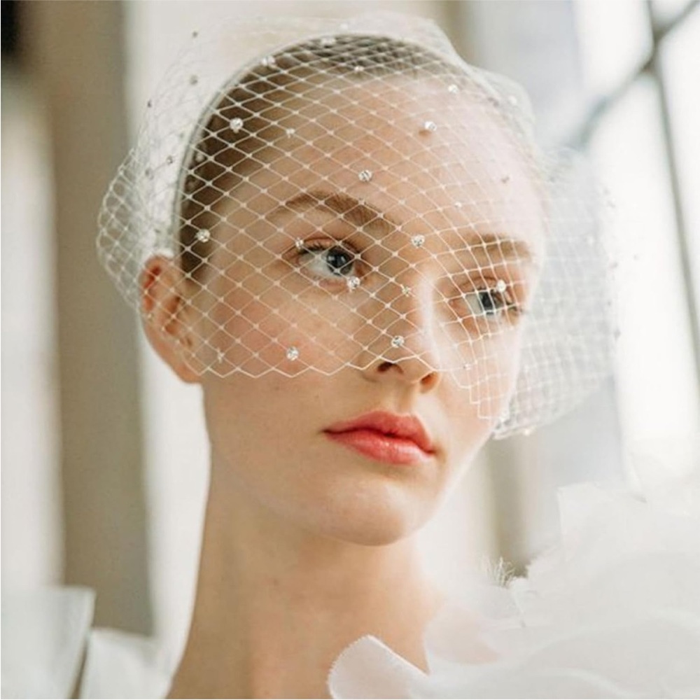 Bridal way rhinestone mesh veil